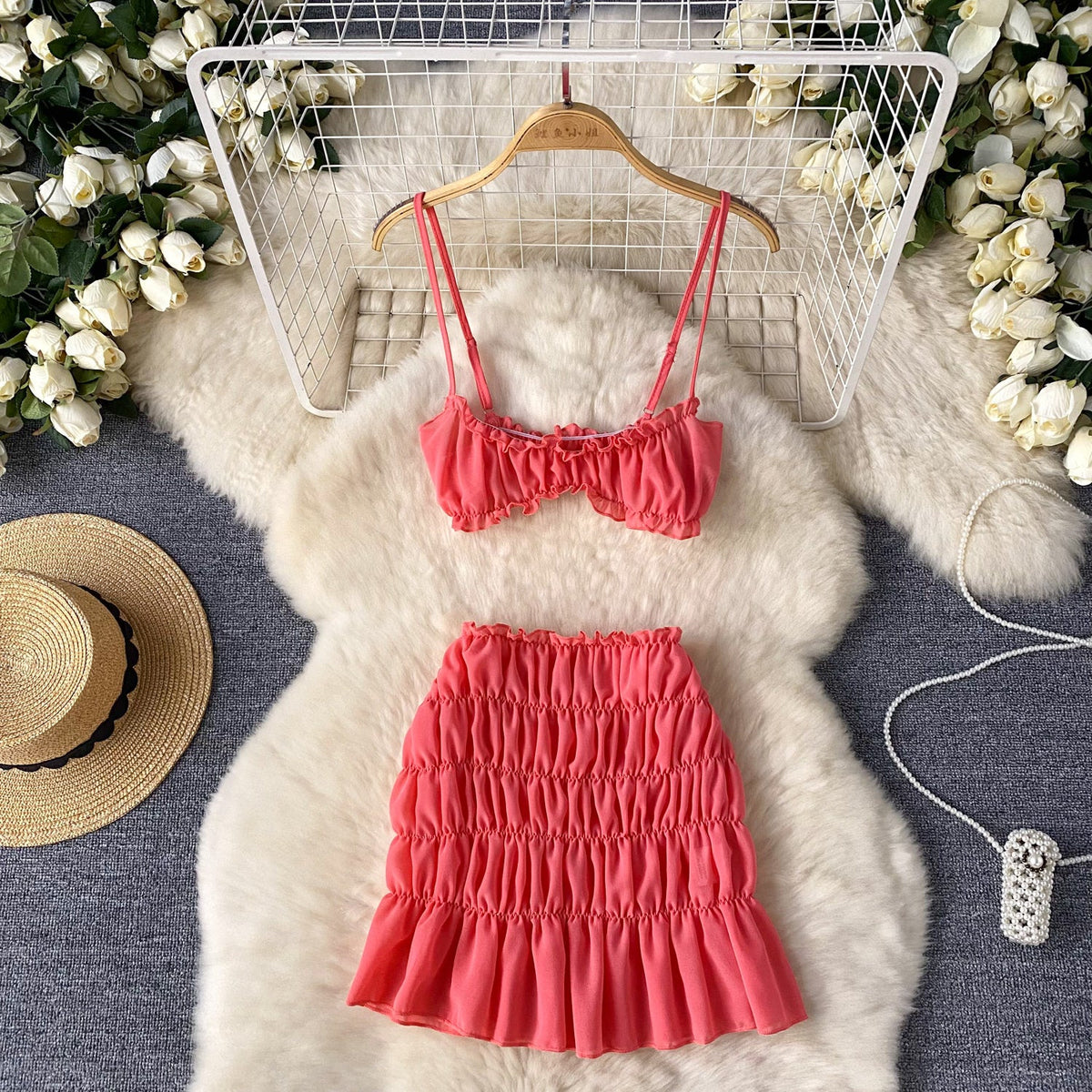 Camisole&Skirt Ruffled Niche 2Pcs