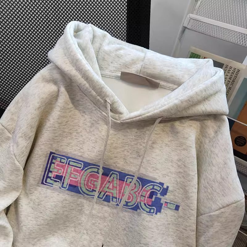 Vintage Monogrammed Printed Hooded Sweatshirt