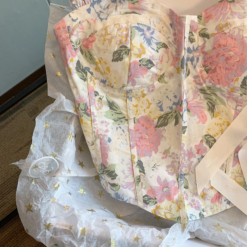 Chic Floral Printed Pleated Top