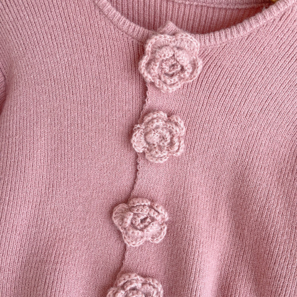 Elegant 3D Rose Flared Sleeve Knitwear