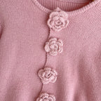 Elegant 3D Rose Flared Sleeve Knitwear