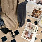 Vintage Denim Patchwork Striped Sweater