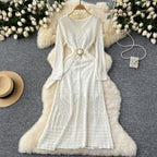 Elegant Hollowed Crochet Knitted Dress