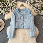 Blazer&Half-body Skirt Tweed 2Pcs