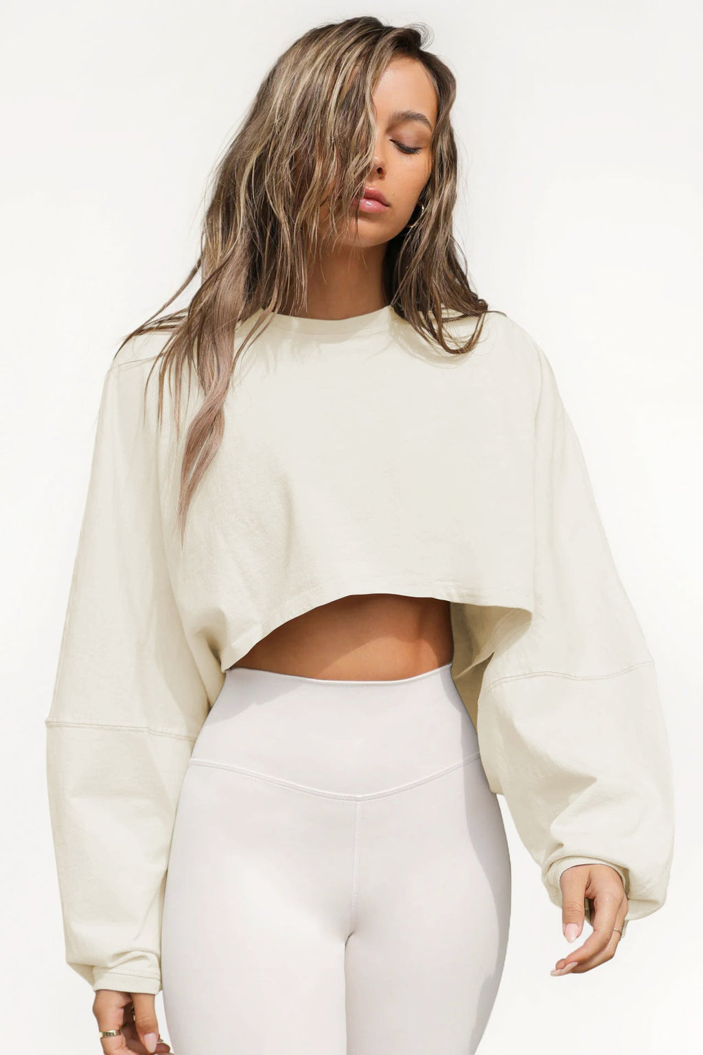 Midriff Baring Oversized Knitted Sweatshirt