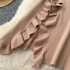 Solid Color Ruffled Knitted Skirt