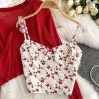 Cardigan&Floral Camisole&Skirt 3Pcs
