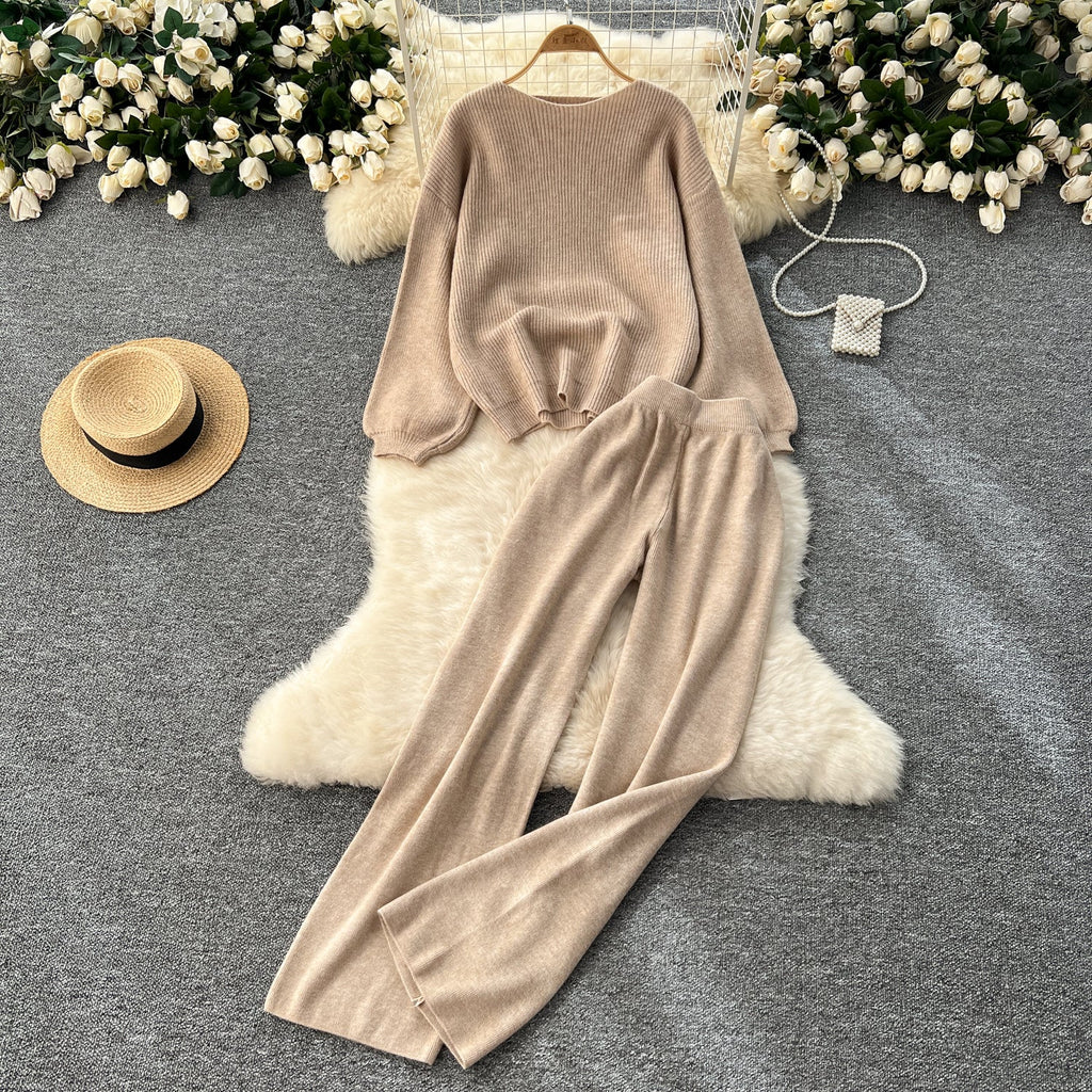 Loose Sweater&Half-body Skirt 2Pcs