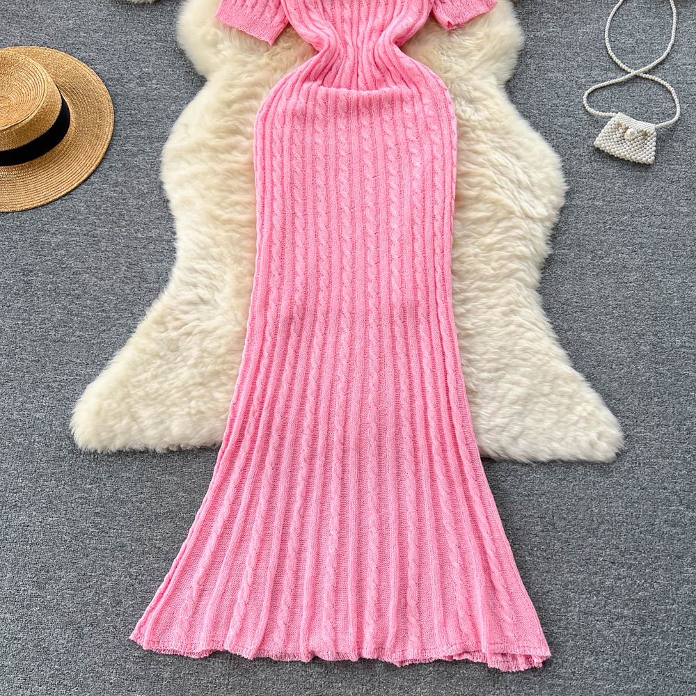 Vintage Ripped Knitted Dress 2Pcs