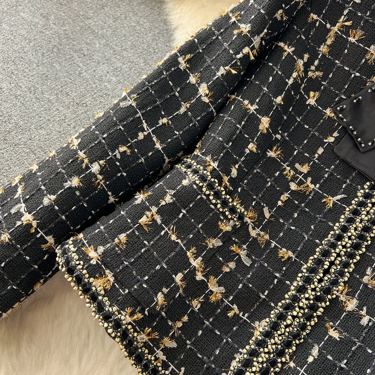 Tweed Blazer&Pleated Half-body Skirt 2Pcs
