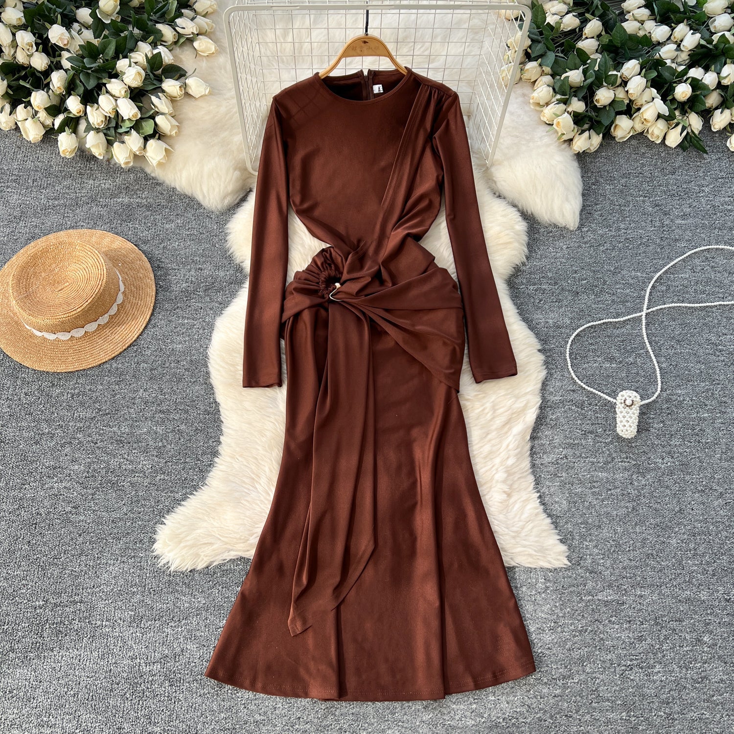French Style Knotted Buckle Party Dress