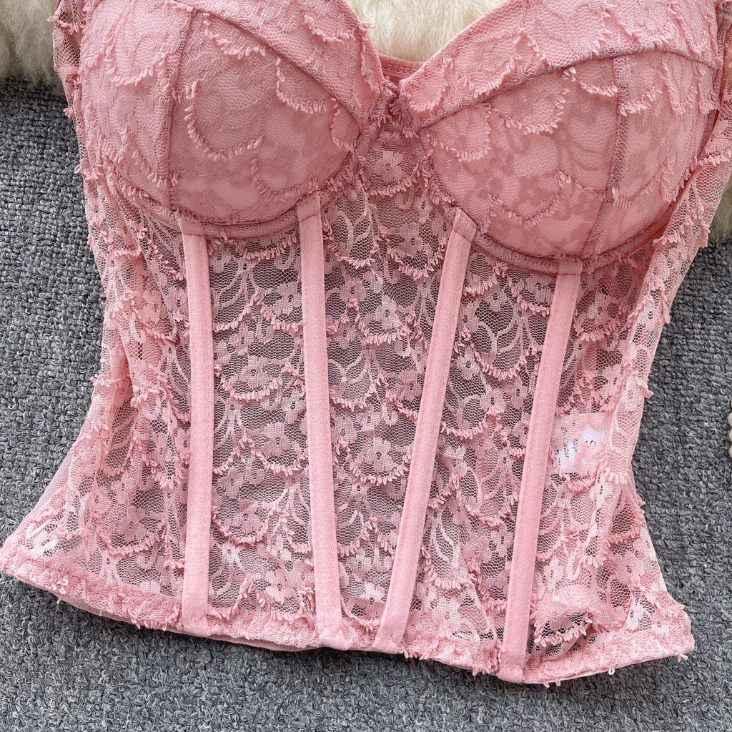 Vintage Lace Embroidered Fishbone Camisole