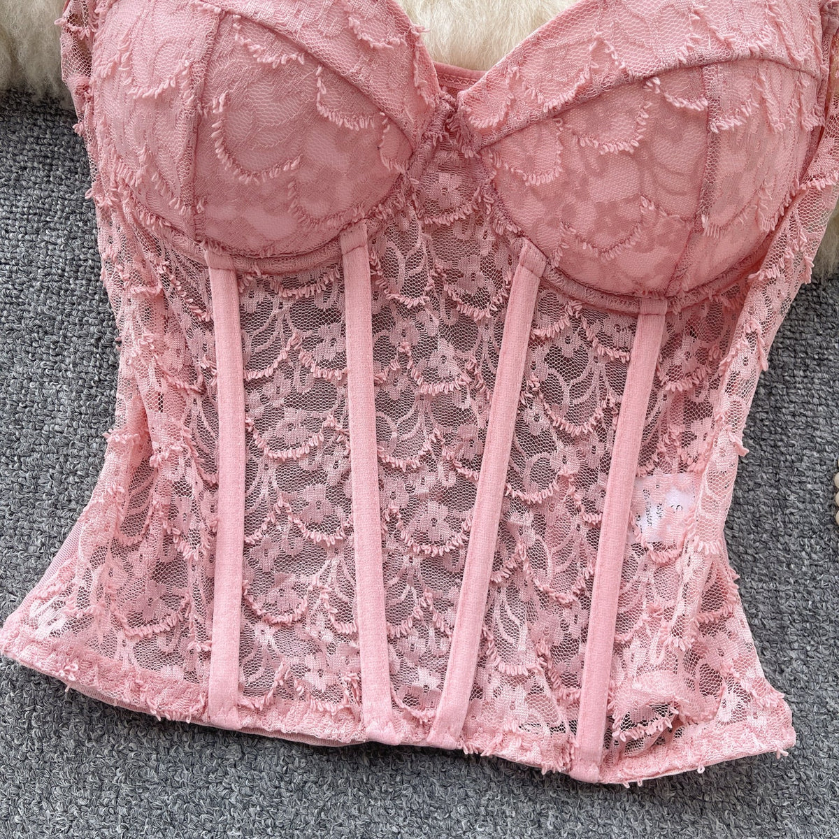 Vintage Lace Embroidered Fishbone Camisole