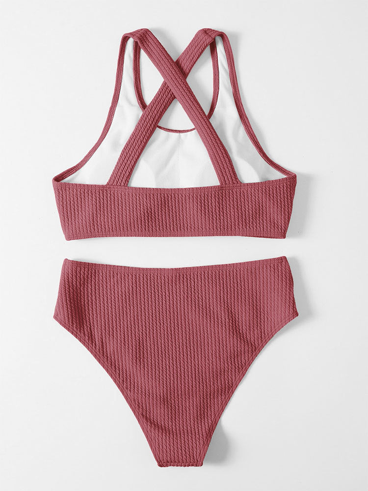 Pit Strip U-neck Backless Bikini swimsuit