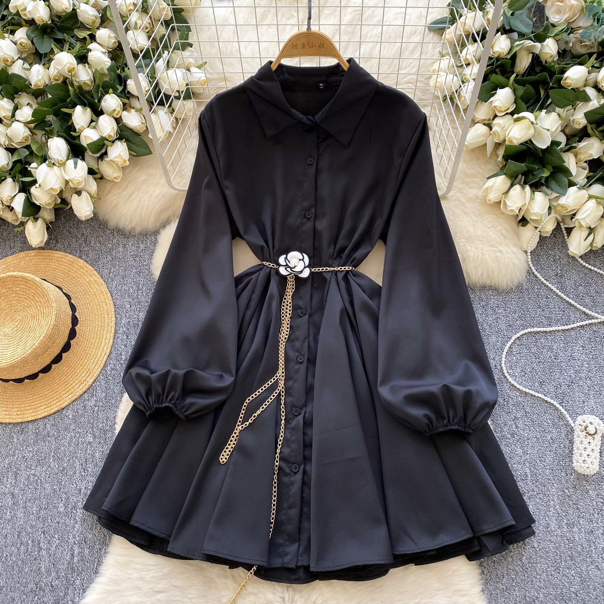 Korean Style Puffy Shirt Dress