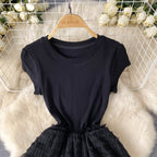 High-end Layered Mesh Patchwork Dress