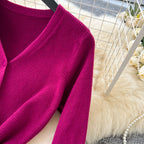 V-neck Single-breasted Cardigan Dress