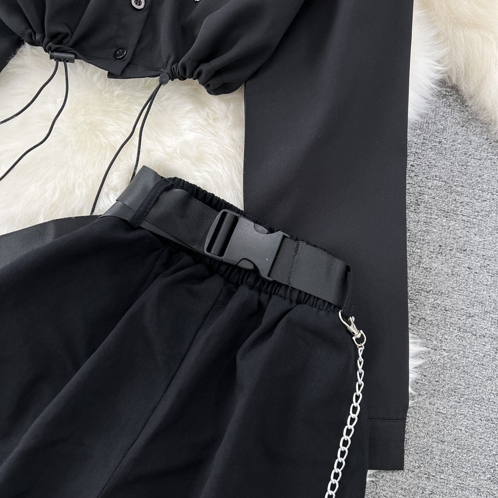 Drawstring Shirt&Trousers Chic 2Pcs