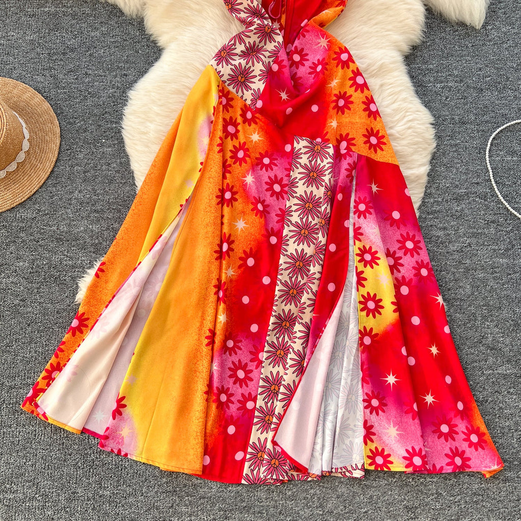 Bohemia Style Printed Halter Dress