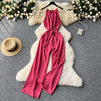 Pearl Strap Pleated Slip Jumpsuit