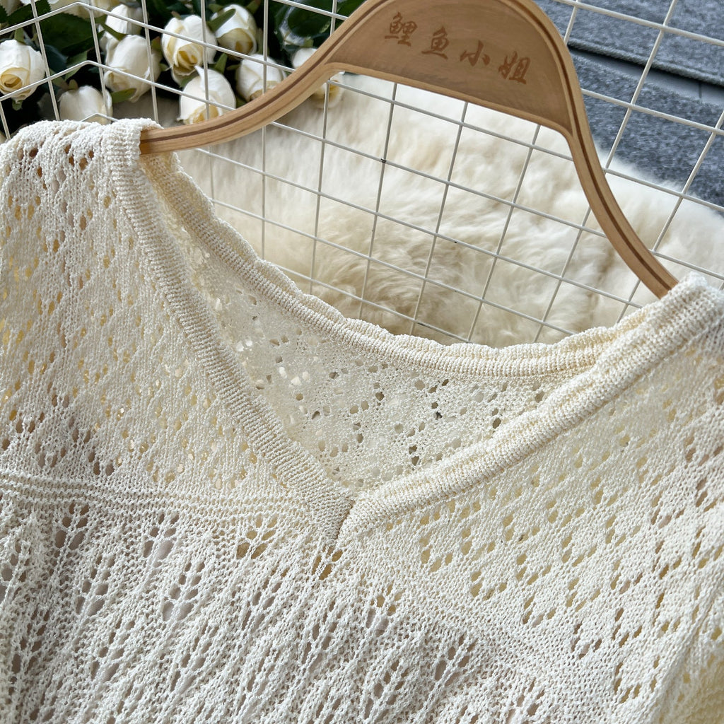 Elegant Hollowed Crochet Knitted Dress