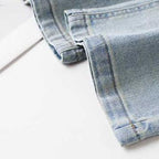 Ethnic Floral Embroidered Wathet Jeans