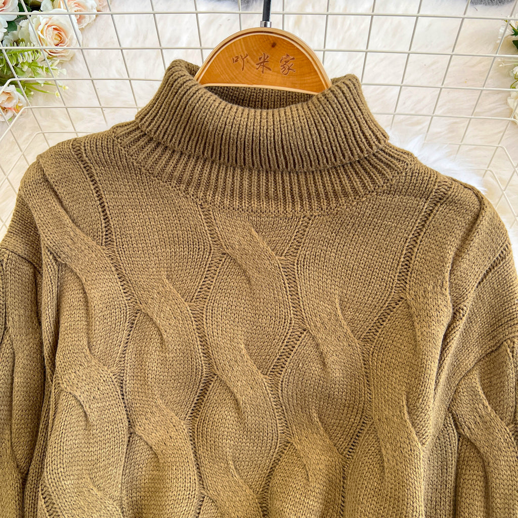 Turtleneck Sweater&Skirt Twisted 2Pcs