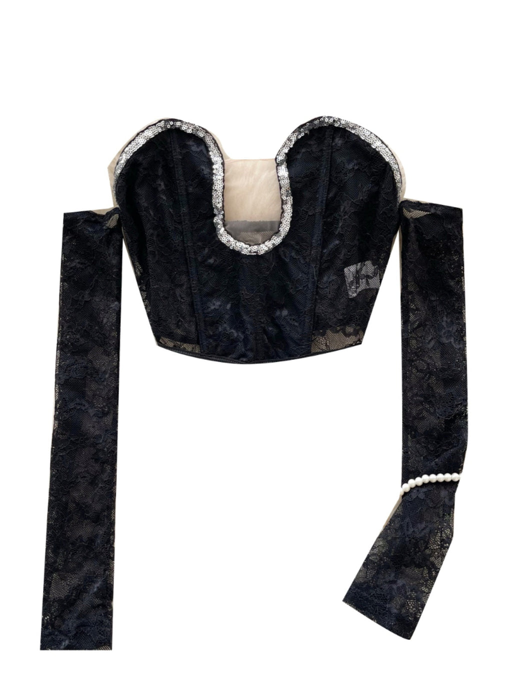 Irregular Design Sequined Mesh Top