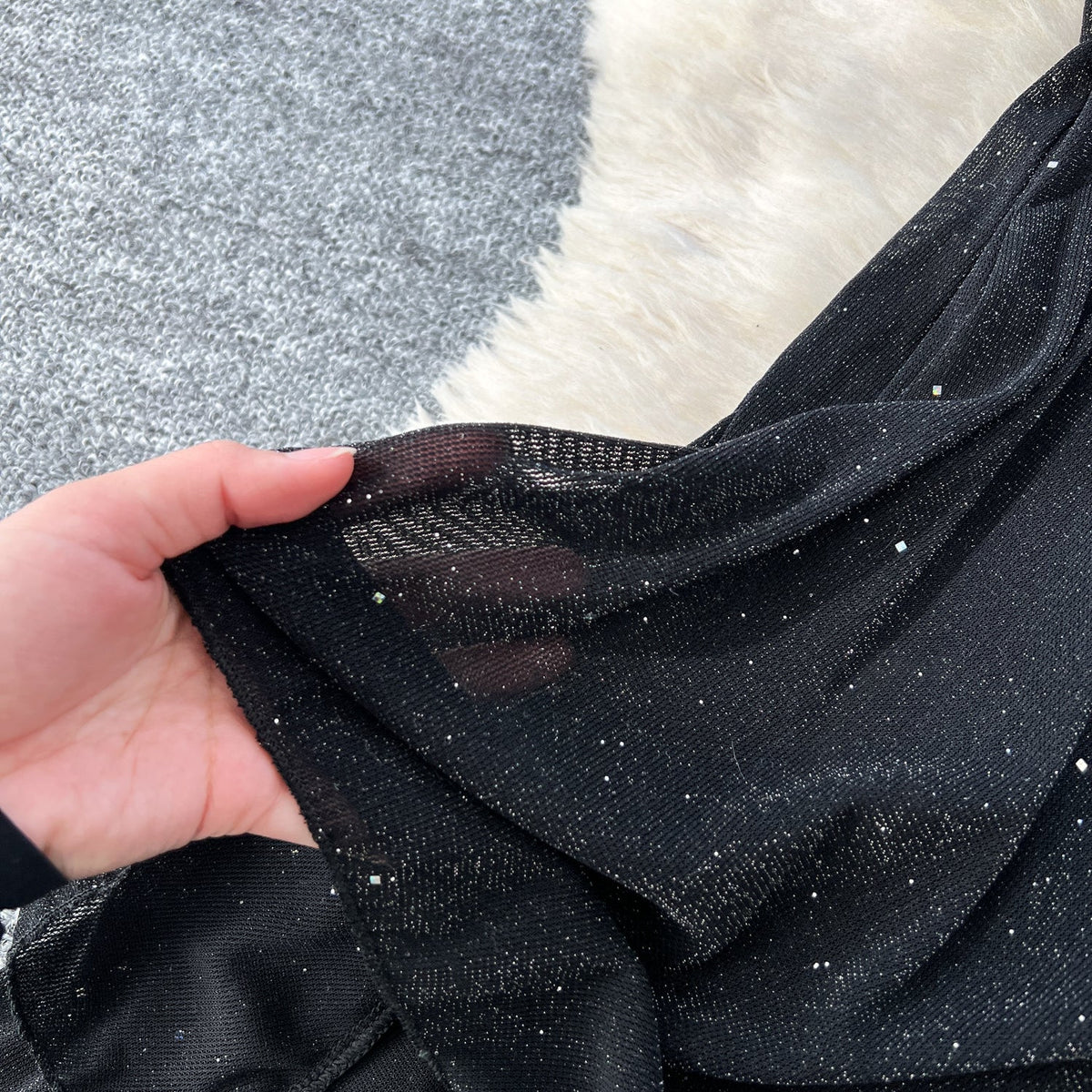Delicate Sequined Black Fishtail Dress