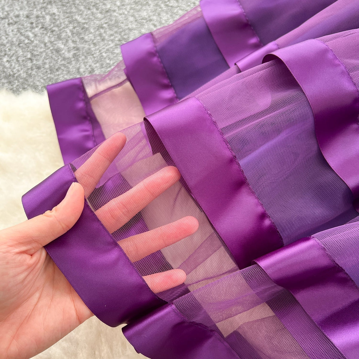 Beaded Mesh Pendulum Purple Dress
