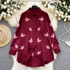 Butterfly Embroidered Loose-fit Shirt