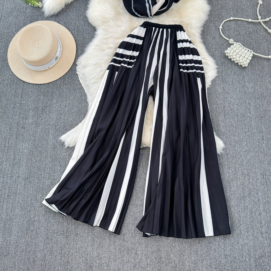 Chiffon T-shirt & Wide-leg Trousers 2Pcs