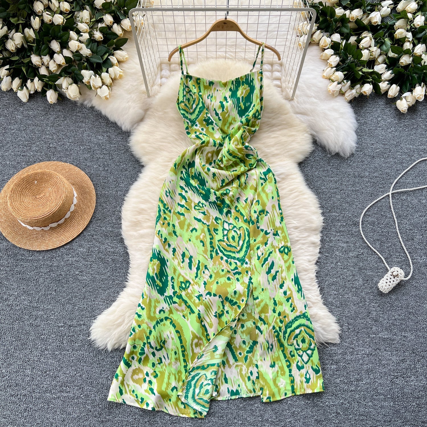 Floral Printed Split Chiffon Dress