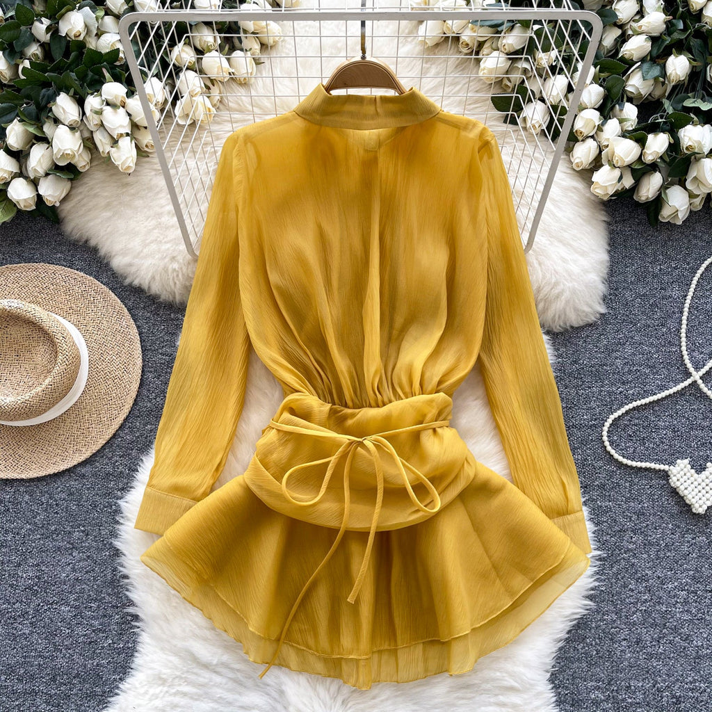 Irregular Design Ruffled Chiffon Top