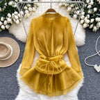 Irregular Design Ruffled Chiffon Top