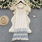 Bohemian Style Hollowed Fringed Slip Dress