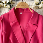 V-neck Suit Collar Lace-up Dress