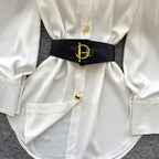 Casual Single-breasted Shirt with Belt