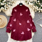 Butterfly Embroidered Loose-fit Shirt
