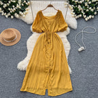 French Style Solid Color A-line Dress