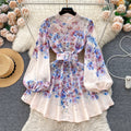 French Style Floral Shirt Dress