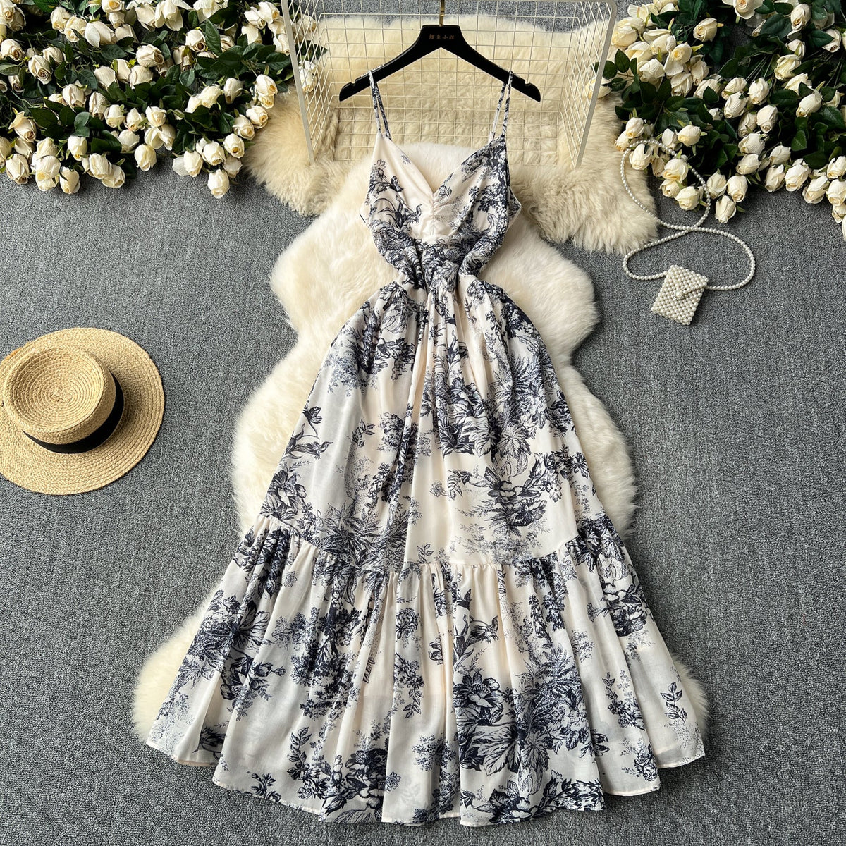 Vintage Ink Printed Slip Dress