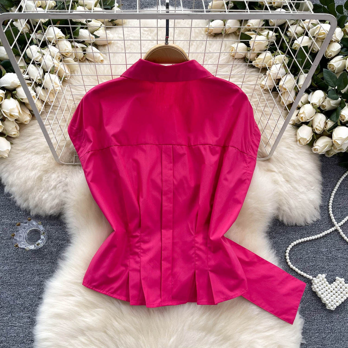 Niche Lapeled Sleeveless Shirt with Belt