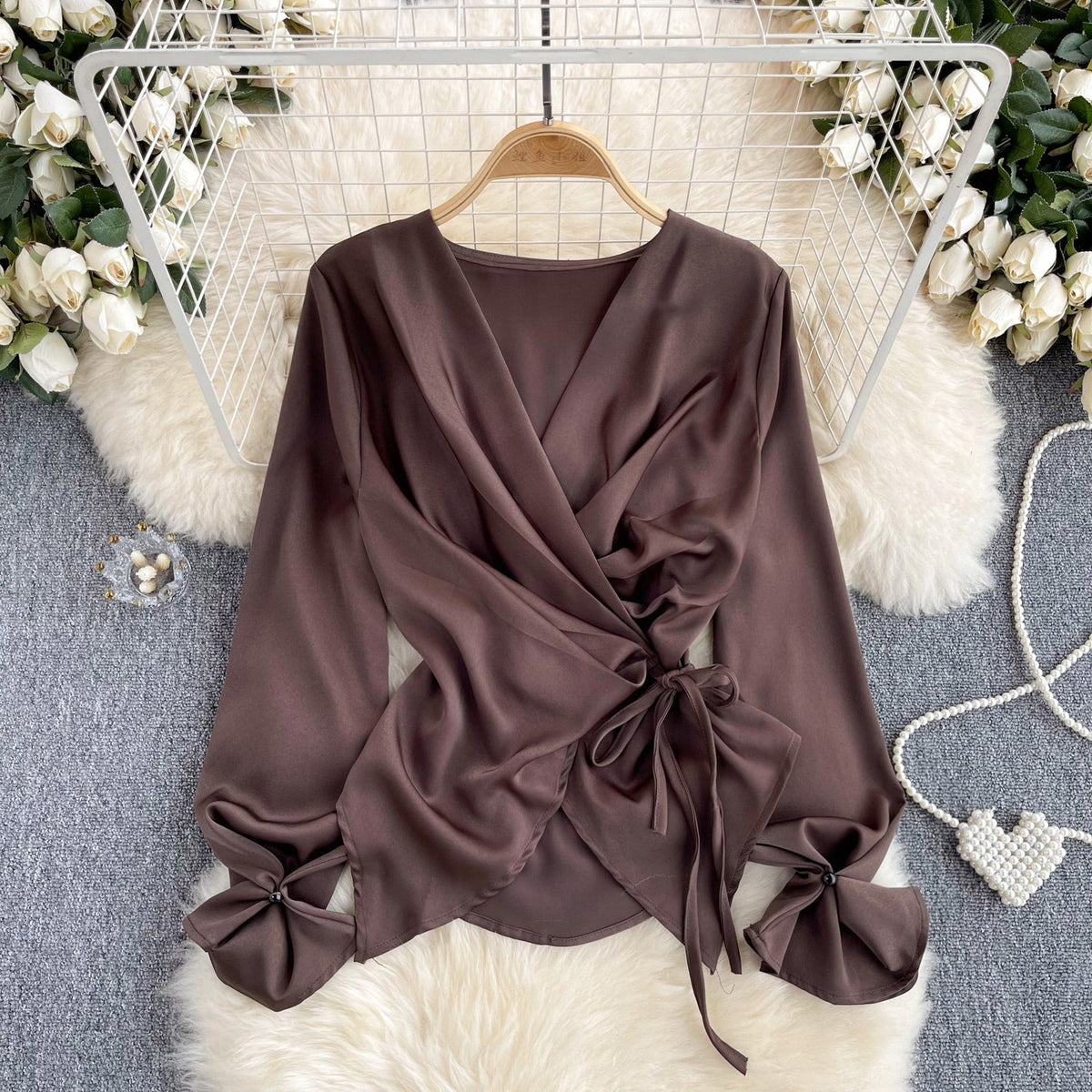 Premium V-neck Drawstring Top