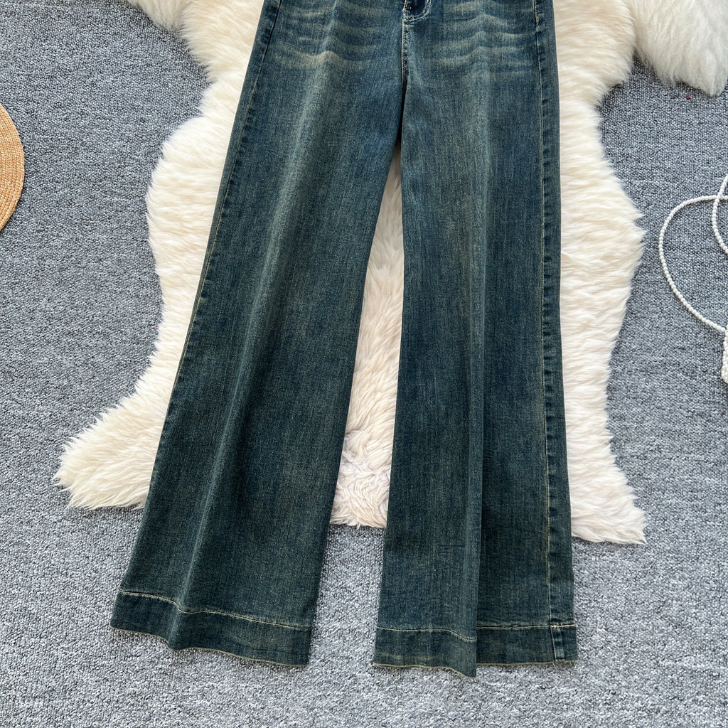 Korean Style High-waist Denim Trousers