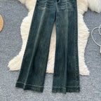 Korean Style High-waist Denim Trousers