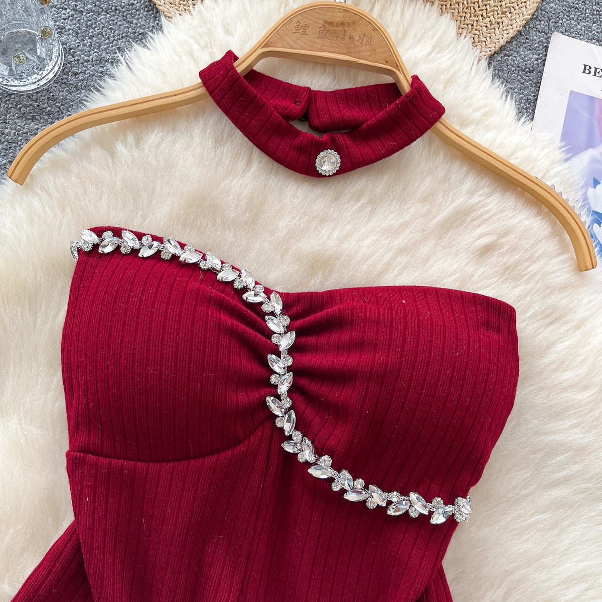Beaded Padded Top with Choker