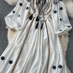 Niche Flared Sleeve Embroidered Dress
