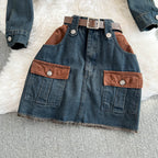 Chic Jacket&Skirt Denim 2Pcs Set