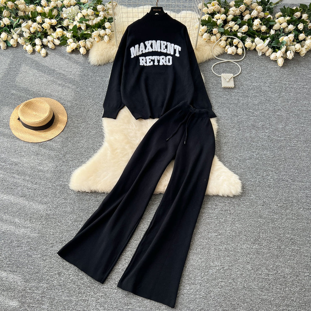 Monogrammed Sweater&Trousers Casual 2Pcs